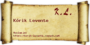 Kórik Levente névjegykártya